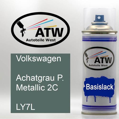 Volkswagen, Achatgrau P. Metallic 2C, LY7L: 400ml Sprühdose, von ATW Autoteile West.